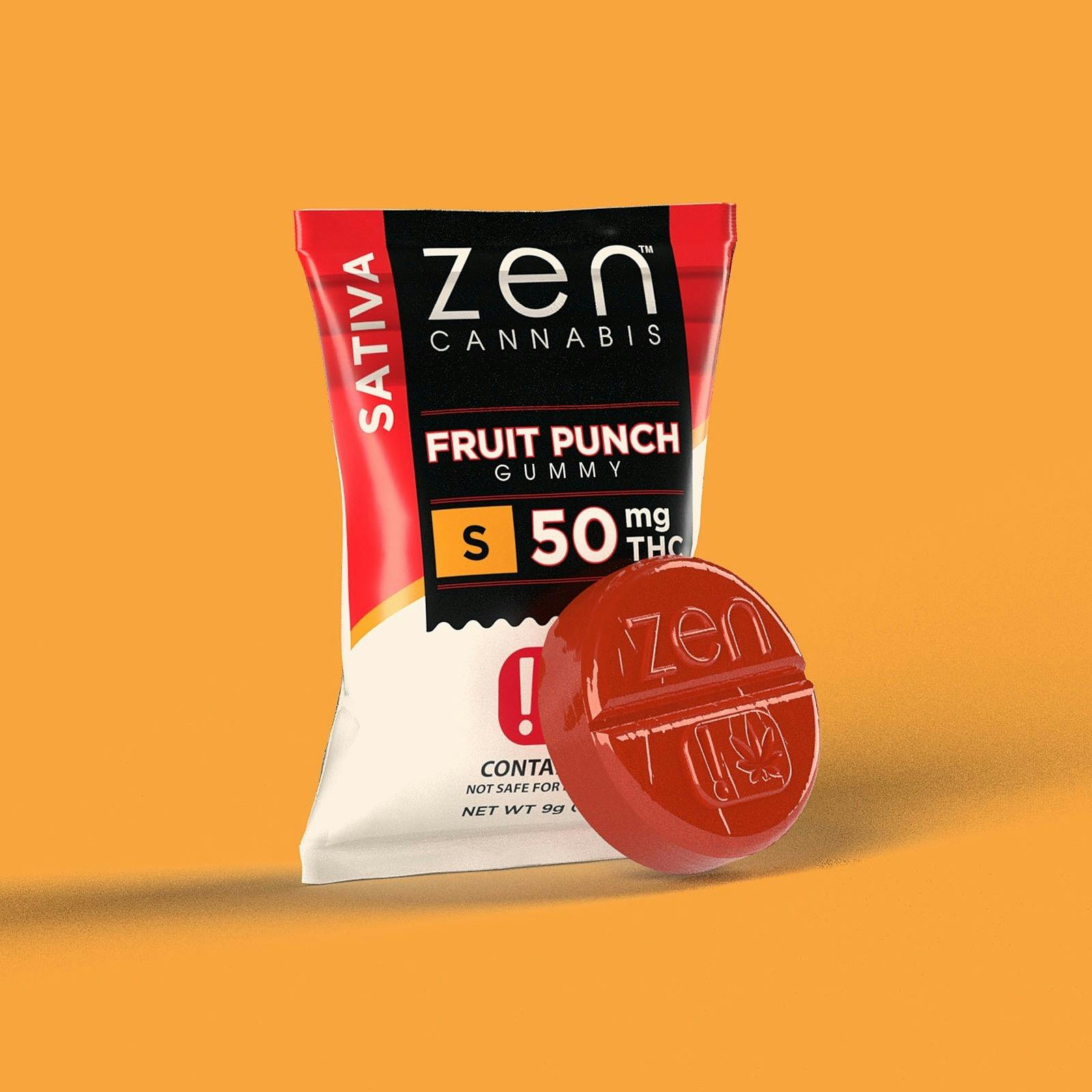 Zen Cannabis Fruit Punch Gummy Sativa 50mg Leafly 4494