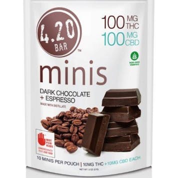 Product image for 1:1 Dark Chocolate Espresso Minis 200mg 10-pack