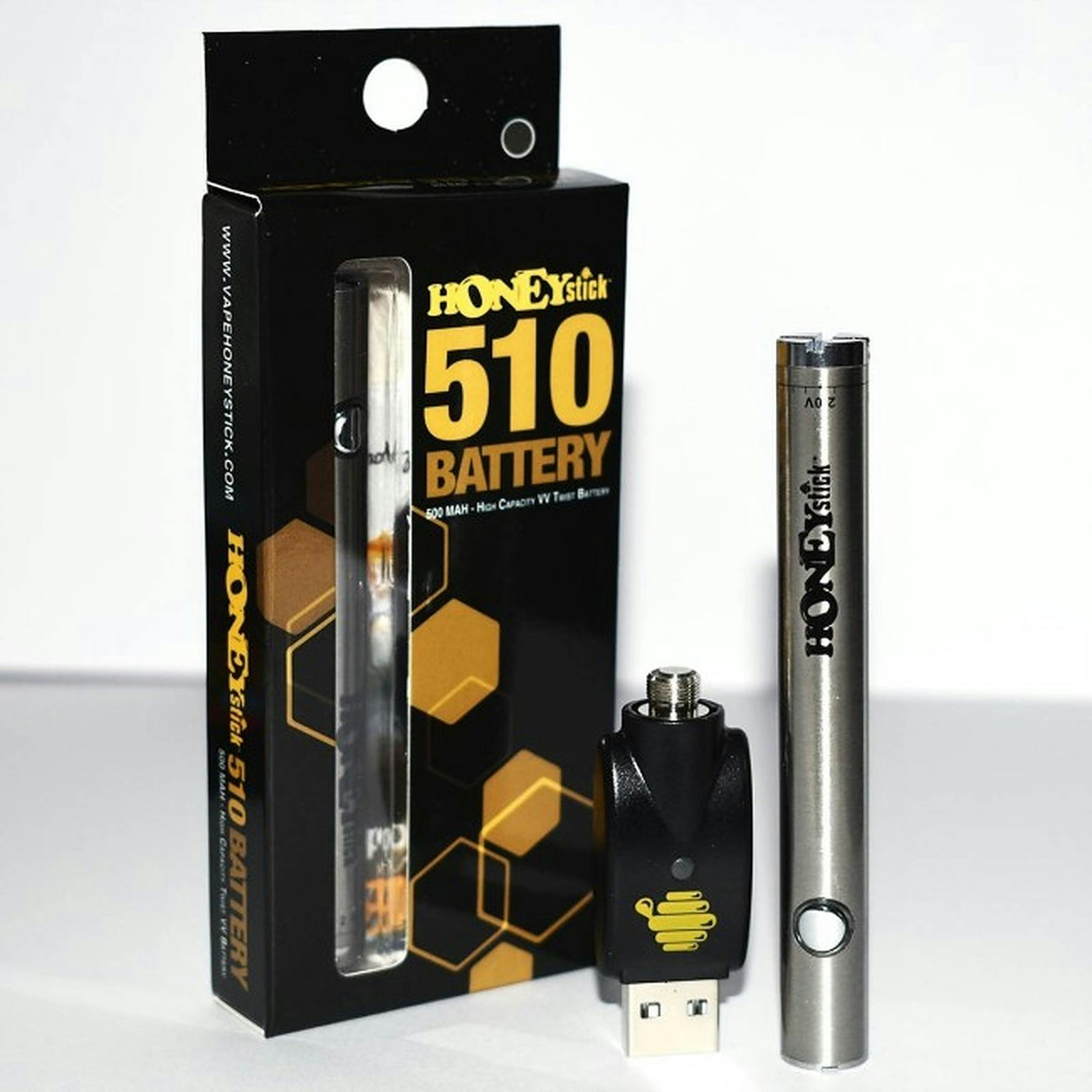 VapeHoneyStick: Silver 510 Twist 500mAh Variable Voltage Battery | Leafly