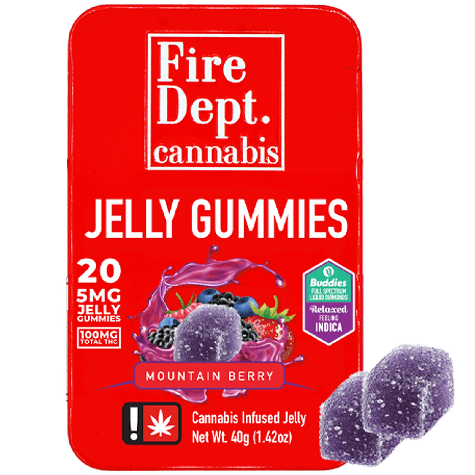 Fire Dept. Cannabis: 100mg THC Jelly Gummy 20 Pack - Mountain Berry