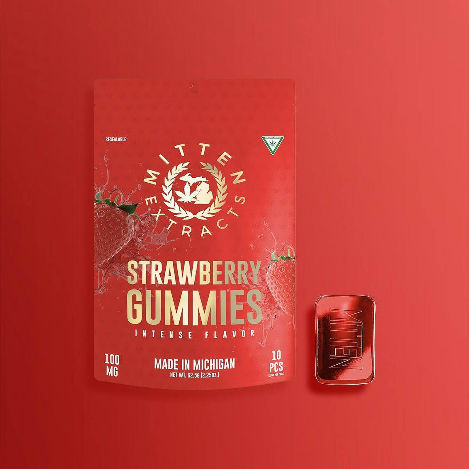 Mitten Extracts Strawberry Gummies 100mg 10pack Leafly