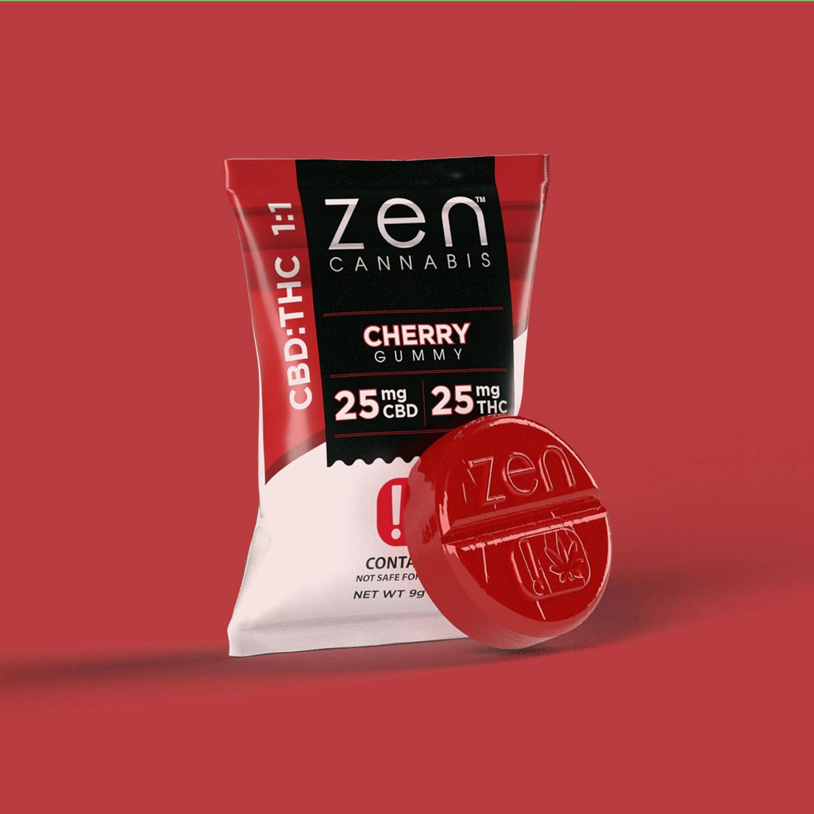 Zen Cannabis 11 Cherry Gummy Single 50mg Leafly