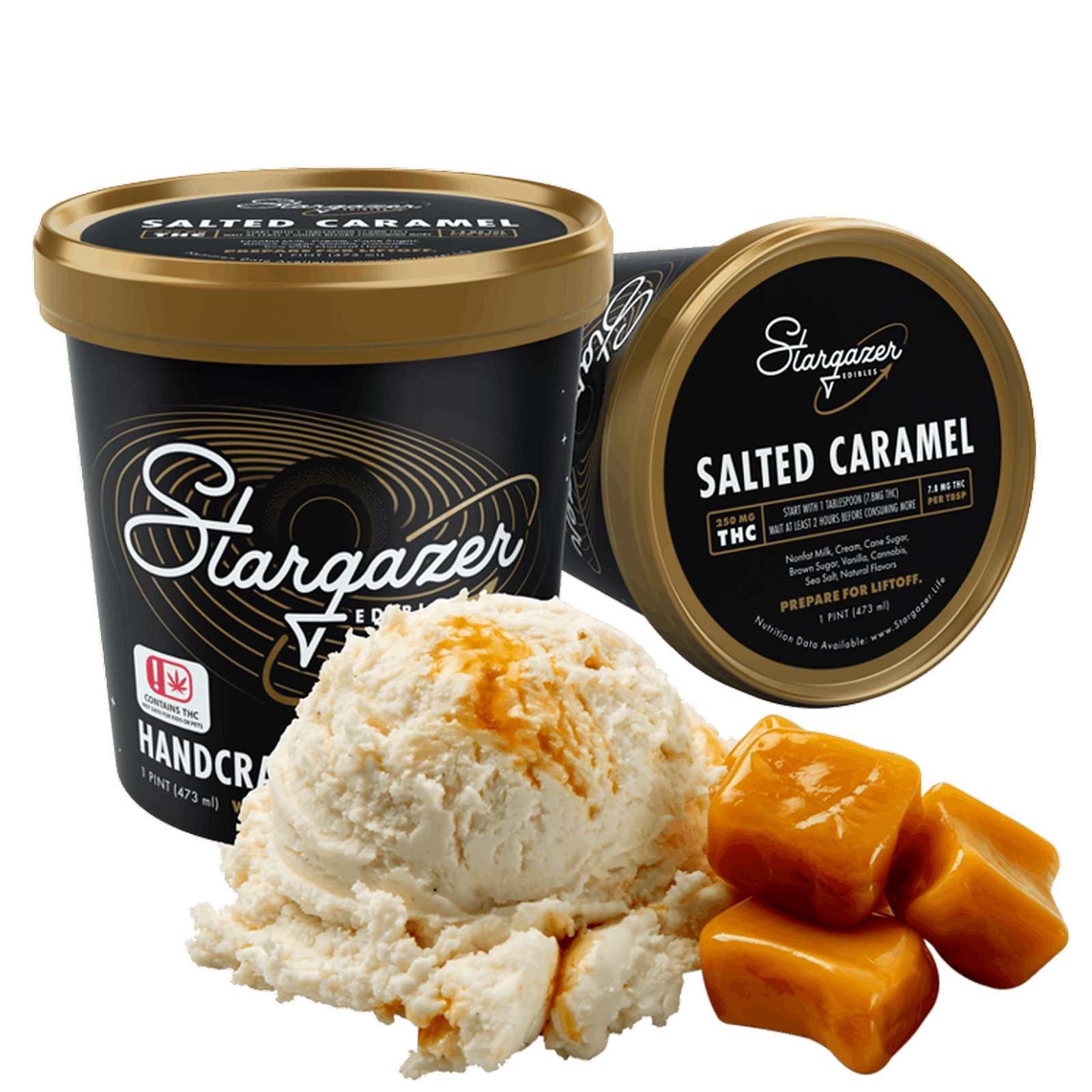 Stargazer Edibles Salted Caramel Ice Cream 250mg Leafly